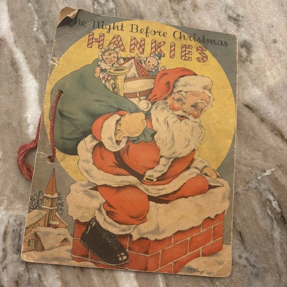 Antique Santa Claus Cover THE NIGHT BEFORE CHRISTMAS HANKIES 1941 Ephemera